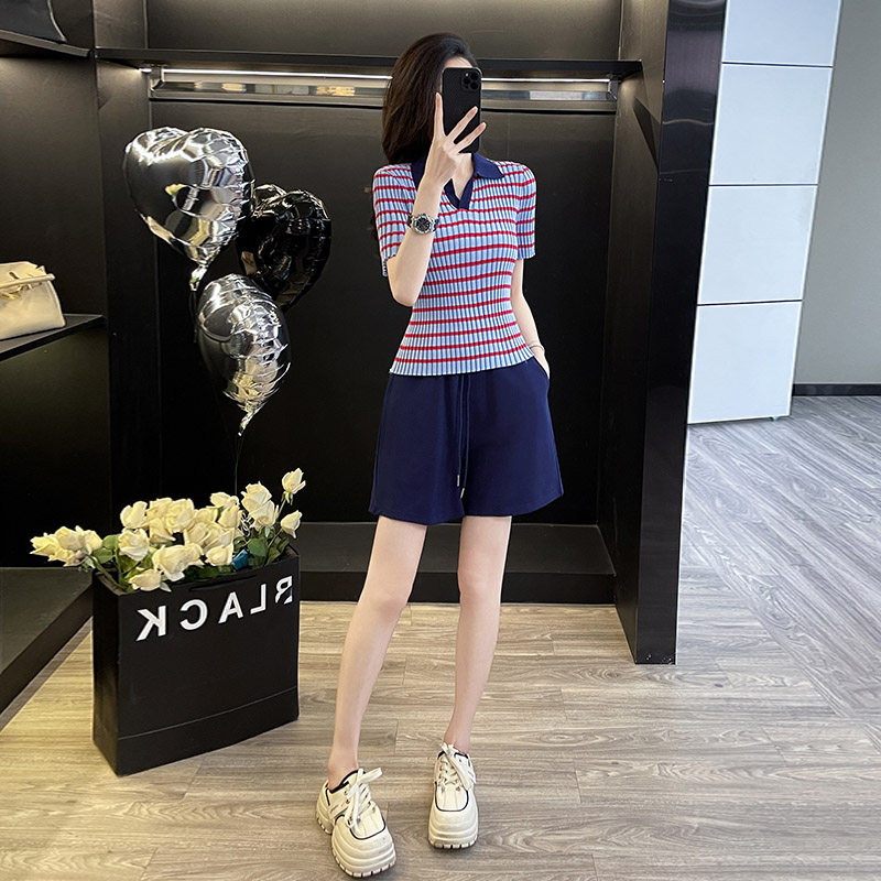 炸街显瘦短袖短裤运动两件套女