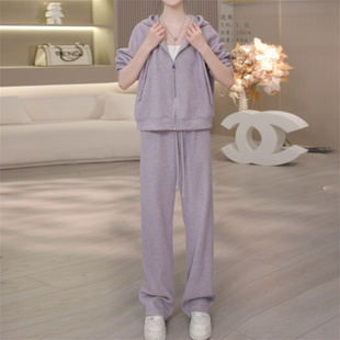 欧货时尚休闲套装女秋冬新款宽松显瘦慵懒风连帽卫衣阔腿裤两件套