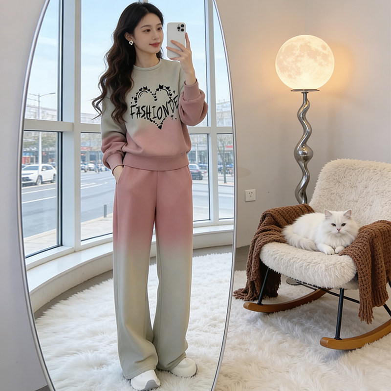 2026春季新款高级感休闲运动套装女宽松减龄穿搭卫衣阔腿裤两件套