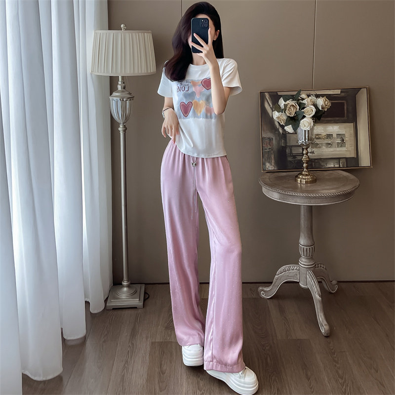 夏天穿搭一整套印花短袖阔腿裤2026年新款宽松减龄洋气休闲套装女