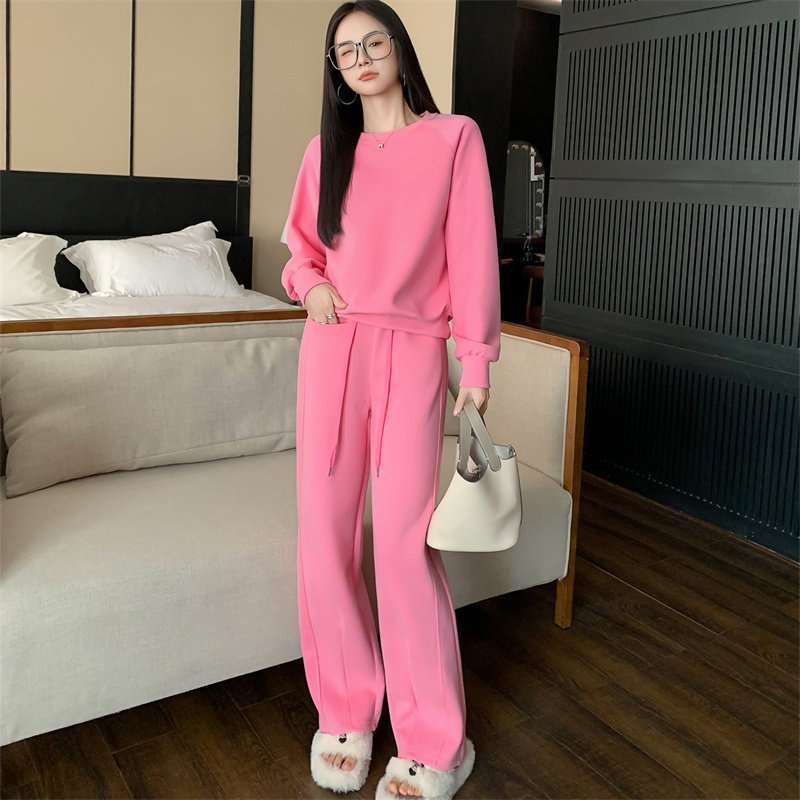 粉色时尚休闲运动套装女两件套