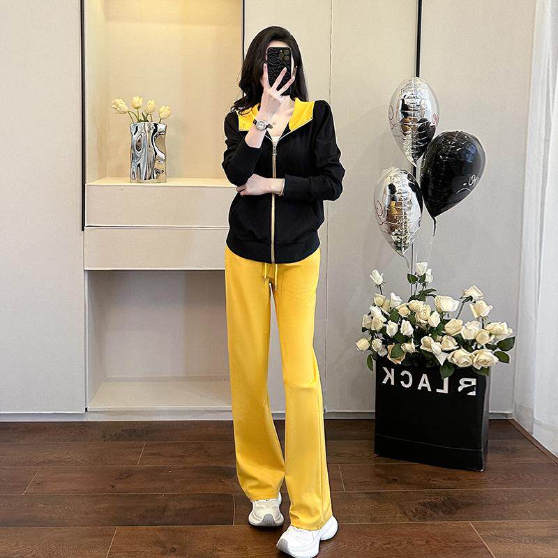 休闲套装女2026春秋新款连帽卫衣设计感小众高级感极简百搭两件套