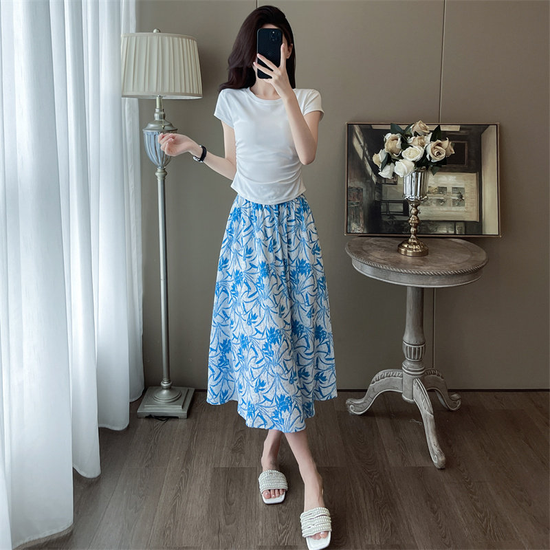 小清新夏装搭配一整套短袖半身裙2025年新款修身减龄休闲套装裙女