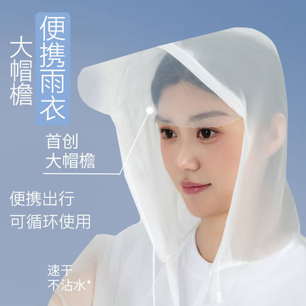 大帽檐雨披一次性雨衣长款全身防暴雨成人套头加厚透明卡片便携