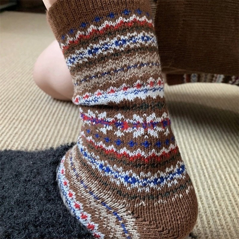 新配色！费尔岛民族风袜子女纯棉北欧复古高级中筒袜保暖堆堆袜,女士内衣/男士内衣/家居服,中筒袜,淘宝优惠券,粉丝福利购,淘宝优惠卷