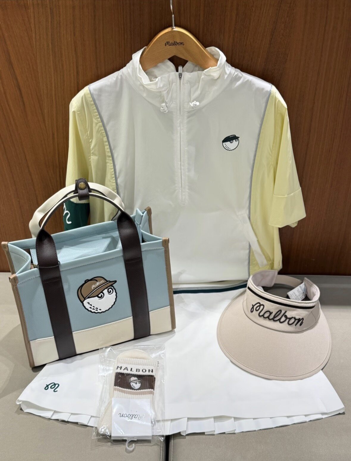 韩国malbon高尔夫服装女士2026夏季新款圆领短袖短裙户外运动套装