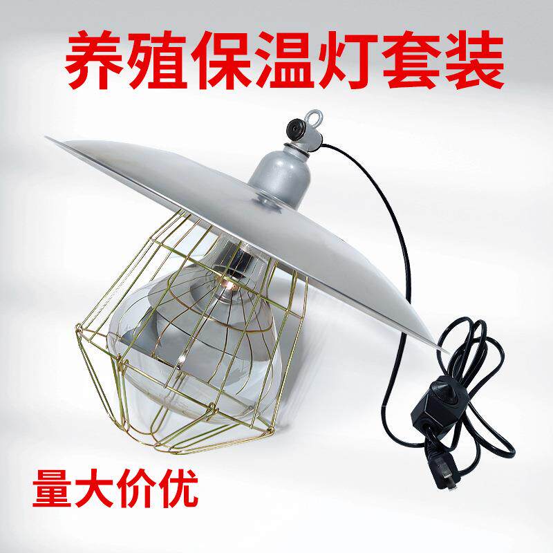 保温灯罩养殖场小鸡育雏仔猪取暖灯金属灯盘网罩陶瓷灯口保温灯套