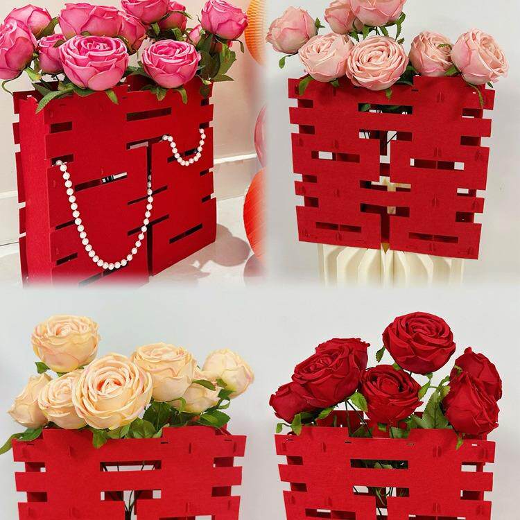 婚礼仿真花摆件结婚立体喜字卧室客厅装饰婚房布置婚庆用品大全