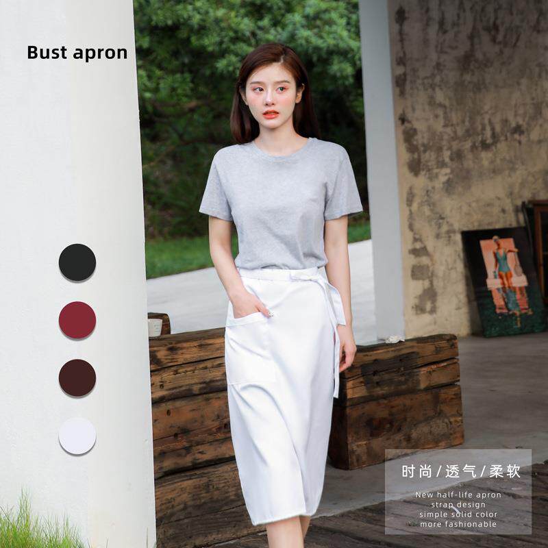 新款半身短款加长加大加厚耐磨厨师围裙韩版时尚工作厨房印字围裙