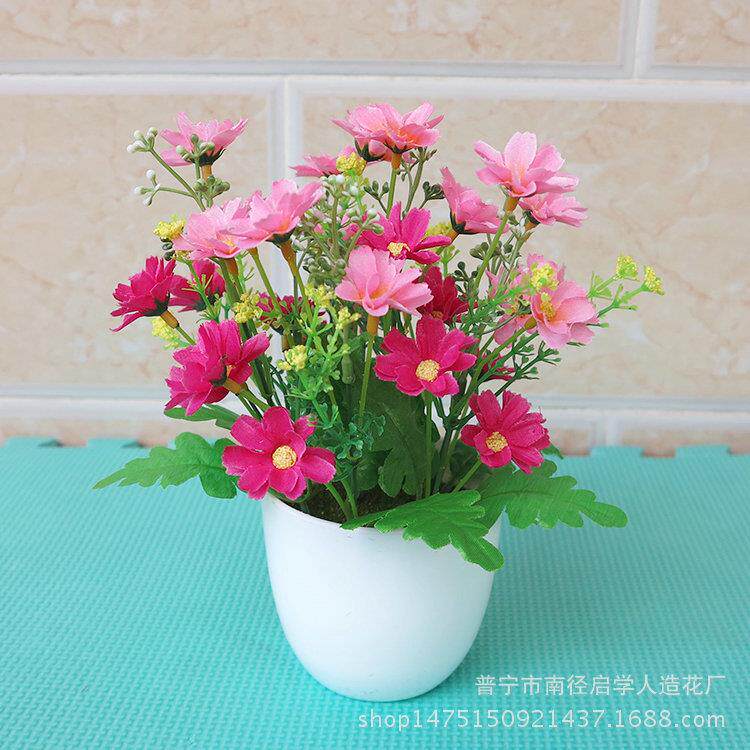 树脂花盆仿真花套装家居工艺品摆件假花绢花仿真植物盆景摆台