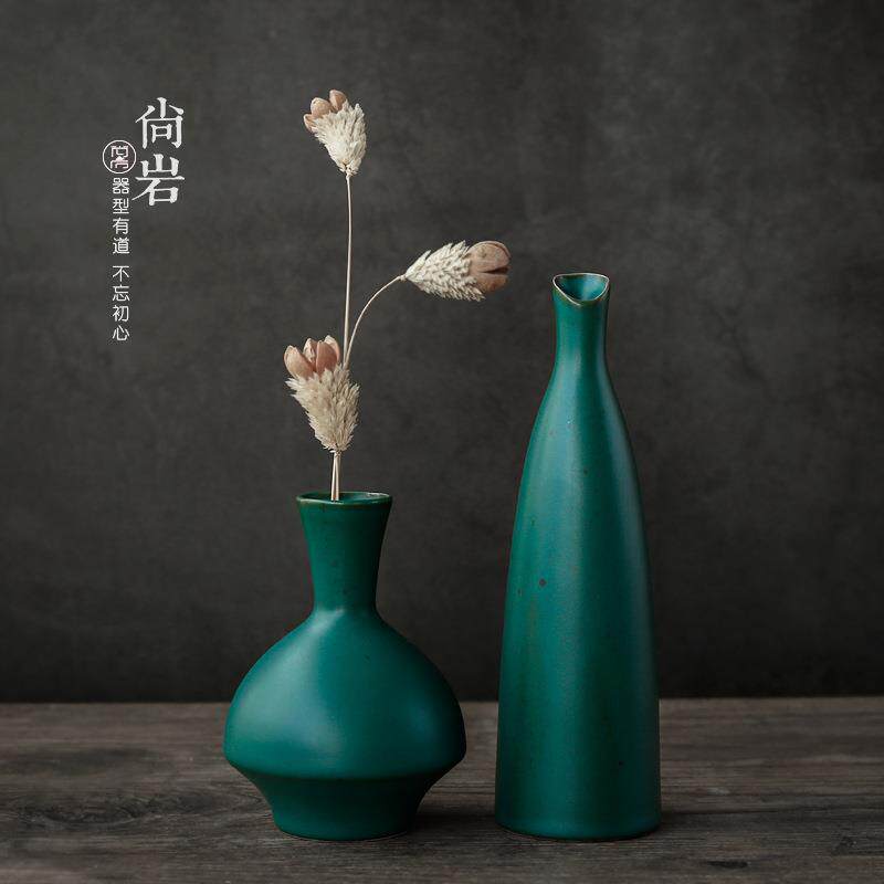 尚岩 仿古台面小花瓶迷你 陶瓷水培花器小花插 绿萝花盆小号