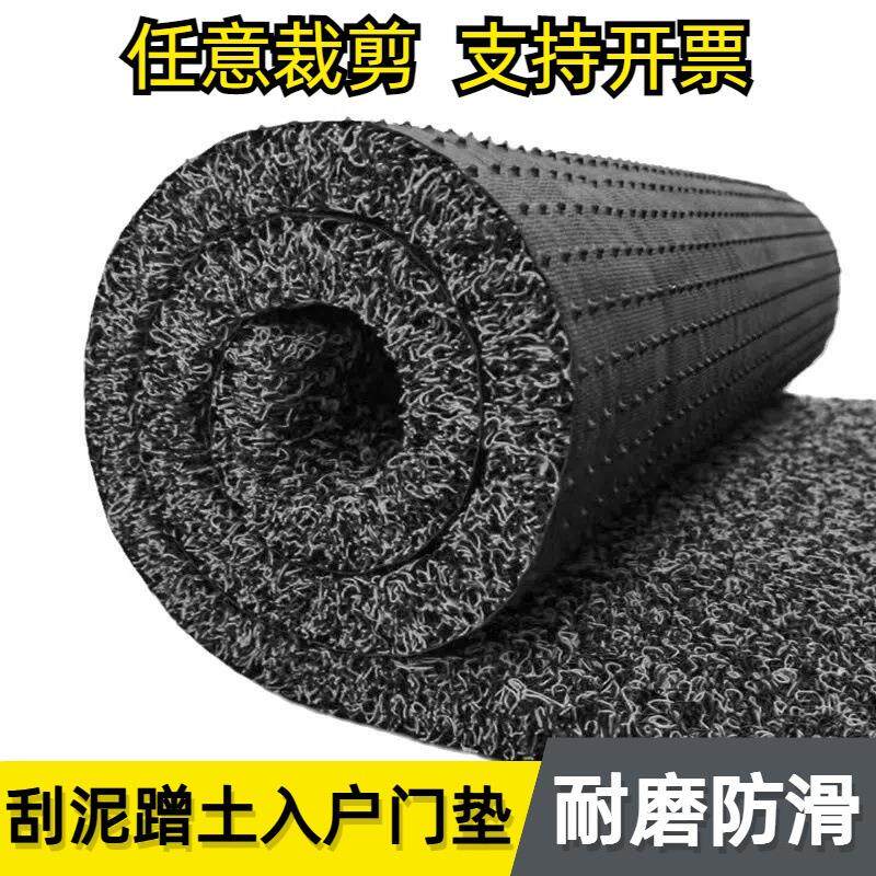 进门地垫钉底丝圈脚垫家用入户门除尘可裁剪PVC地毯商用防滑门口
