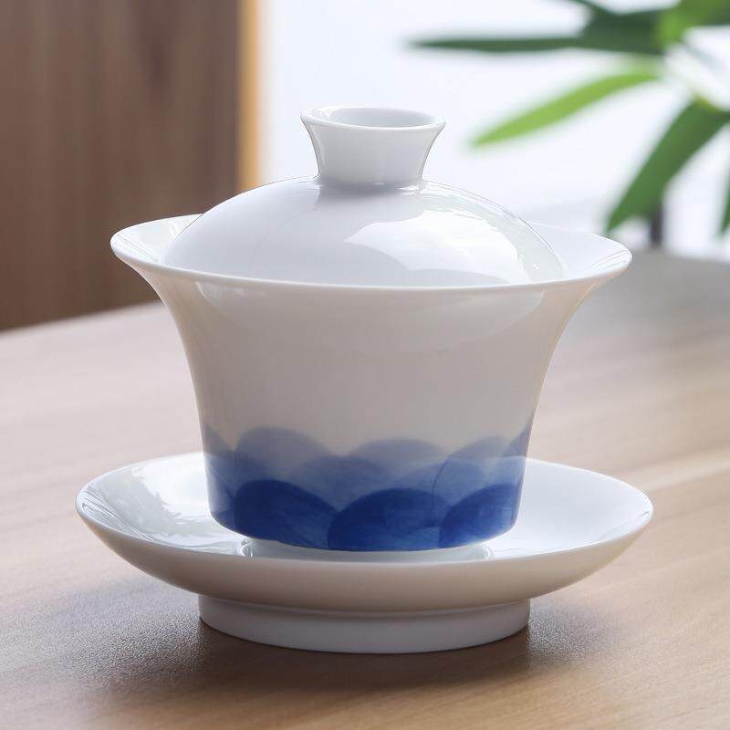 德化手绘简约三才盖碗陶瓷功夫茶具茶泡杯茶碗敬茶杯大号不烫手