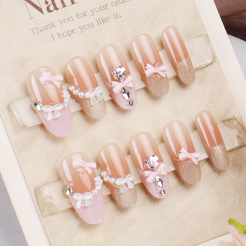 小香风手工穿戴甲预制甲片高级感粉色蝴蝶结美甲片辣妹假指甲贴片,彩妆/香水/美妆工具,穿戴甲/甲片,淘宝优惠券,粉丝福利购,淘宝优惠卷