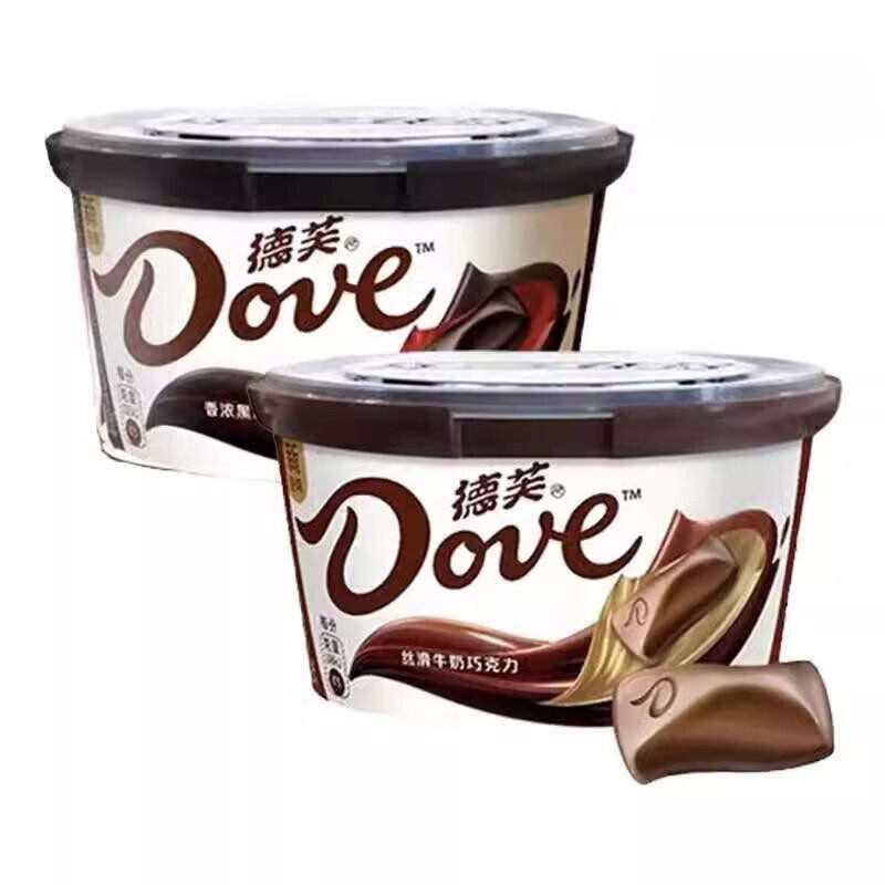 德芙巧克力碗装112g香浓黑丝滑牛奶巧克力休闲零食糖果食品批发