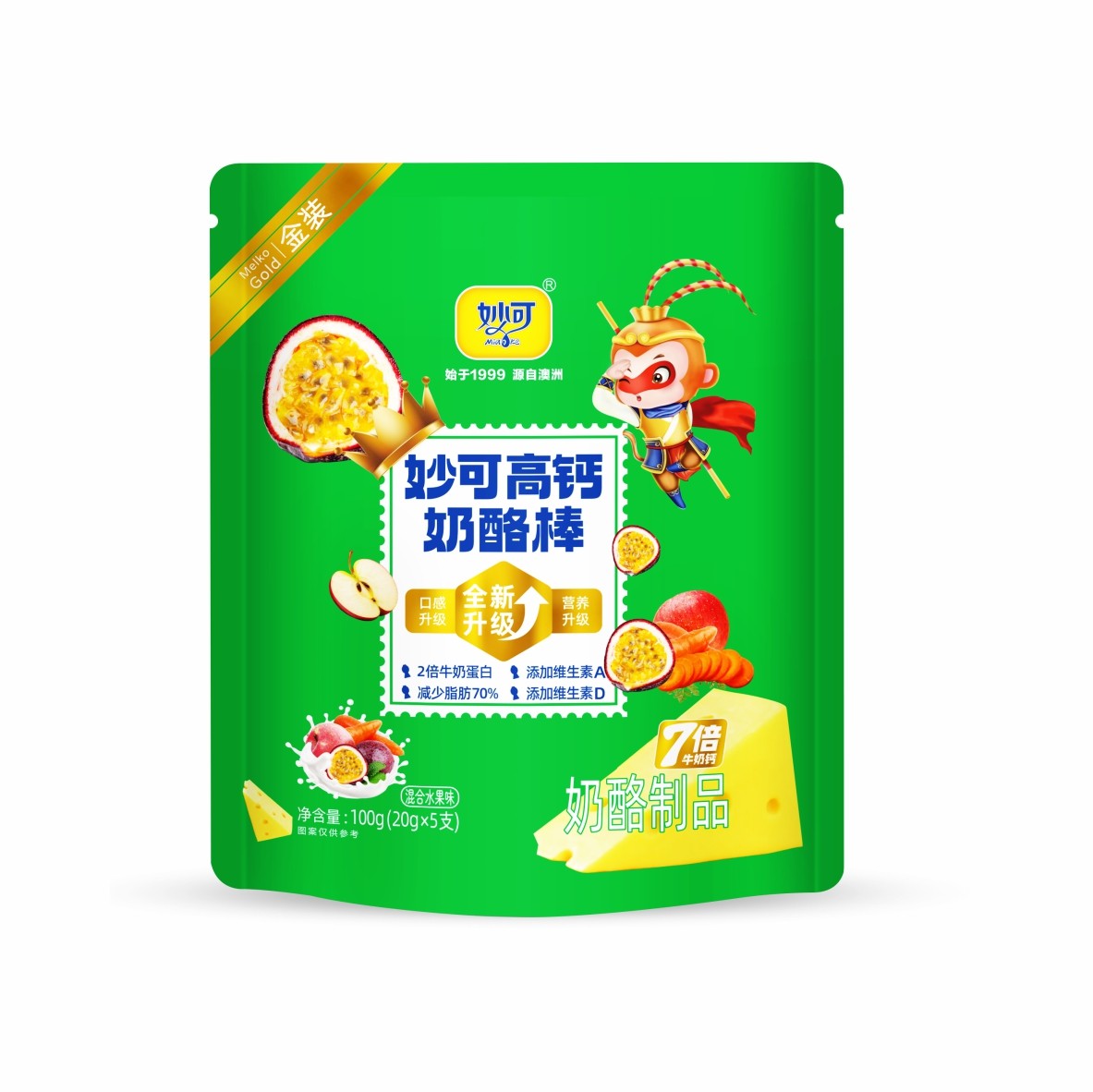 妙可奶酪棒金装悟空营养健康7倍牛奶钙添加维生素AD