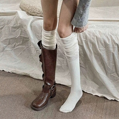 复古长靴袜子女款堆堆袜配靴子长筒袜秋冬季长筒靴袜小腿袜过膝袜
