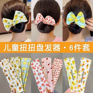 儿童魔术扭扭夹盘发神器新款卡通蝴蝶结丸子头发带小女孩发卡发箍