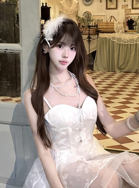 蝴蝶结羽毛发夹侧边头饰白色发饰秋冬鸭嘴夹子气质甜美高级感发卡