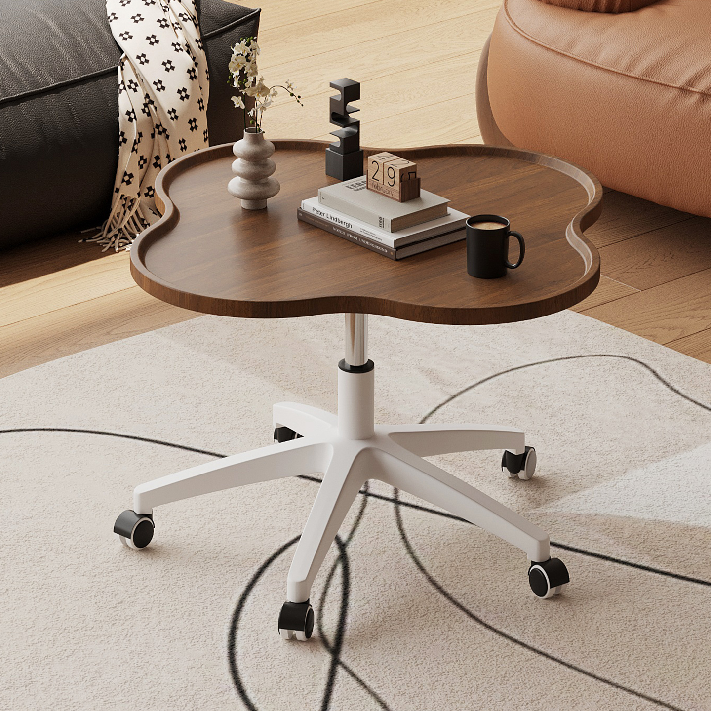 耶特中古风可移动升降旋转边几