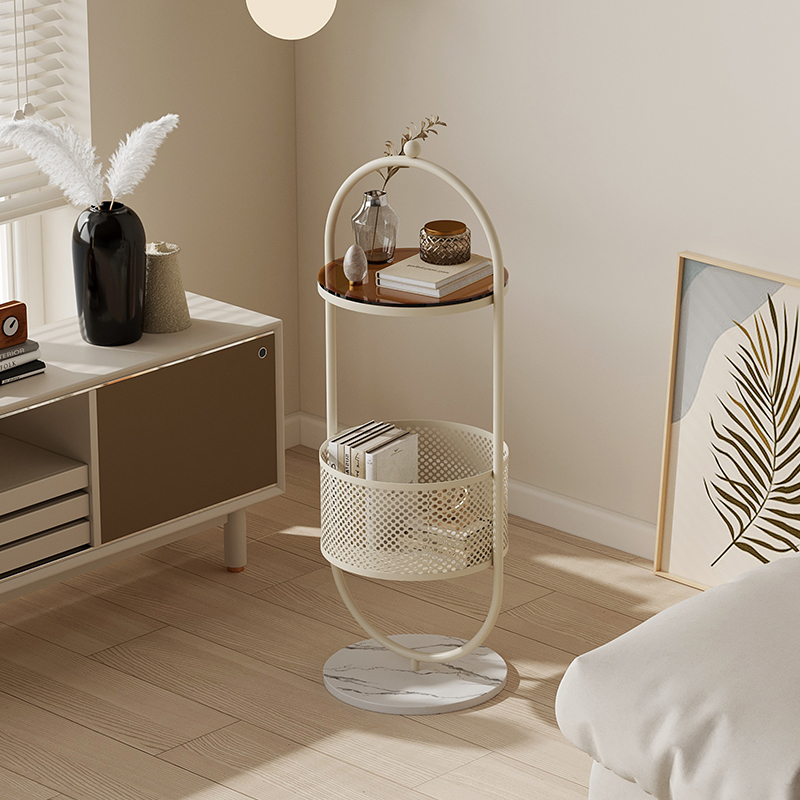 轻奢高级铁艺客厅沙发边几圆形小茶几置物架网红卧室家用迷你边桌