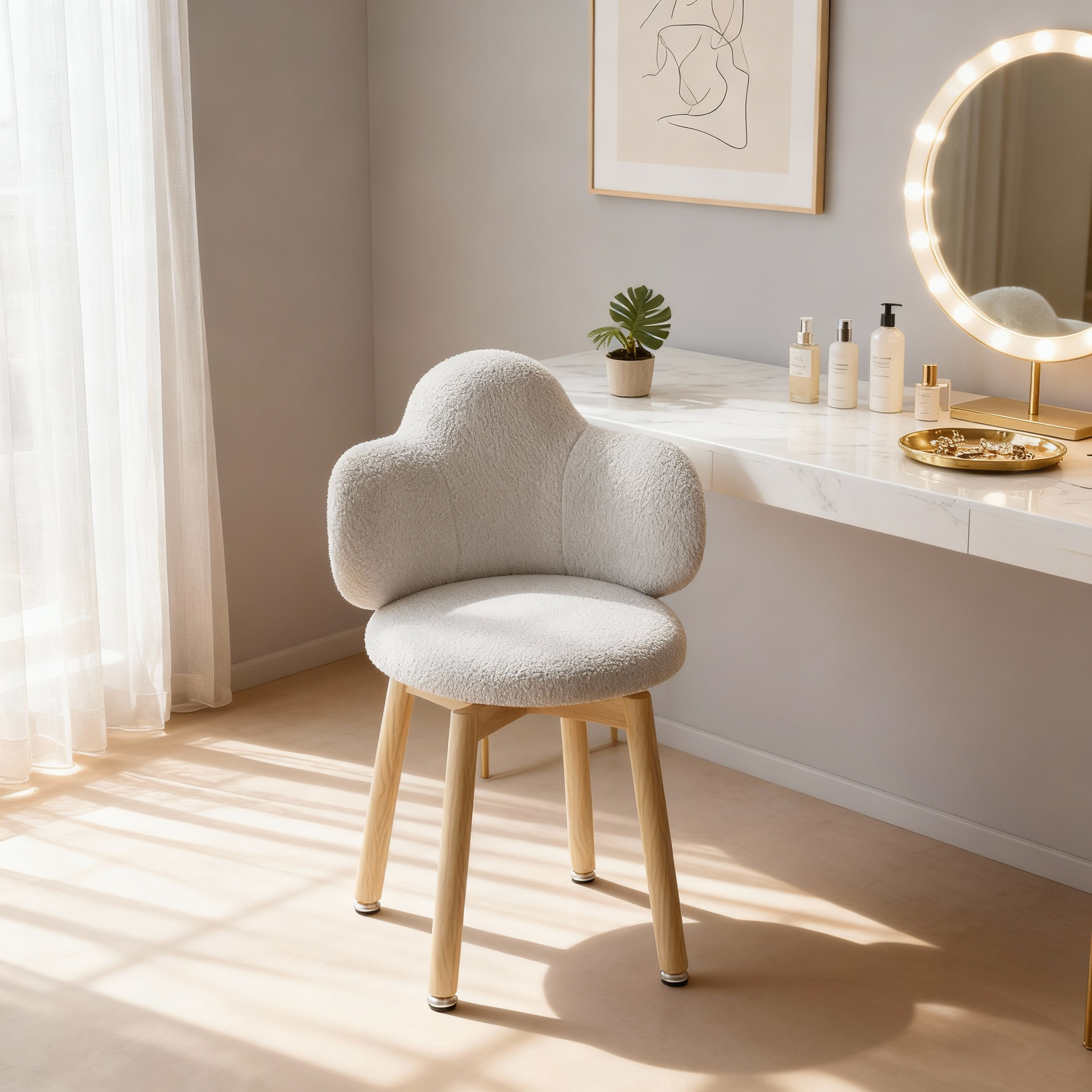 卧室梳妆台化妆凳高级不占空间椅子小巧灵活靠背可旋转女生专用凳,住宅家具,梳妆凳,淘宝优惠券,粉丝福利购,淘宝优惠卷