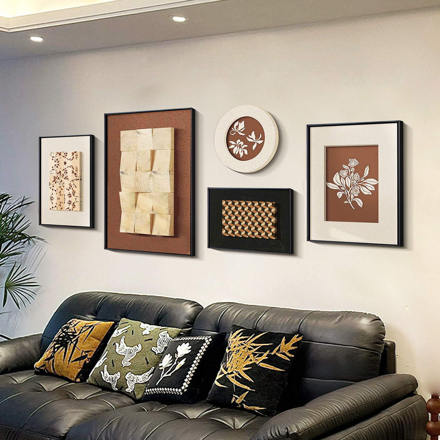 锐玺中古立体原木艺术壁画组合