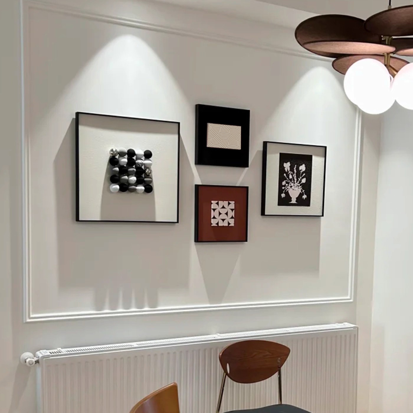 立体砂岩极简黑白意式组合客厅餐厅装饰画新款挂画背景墙沙发壁画