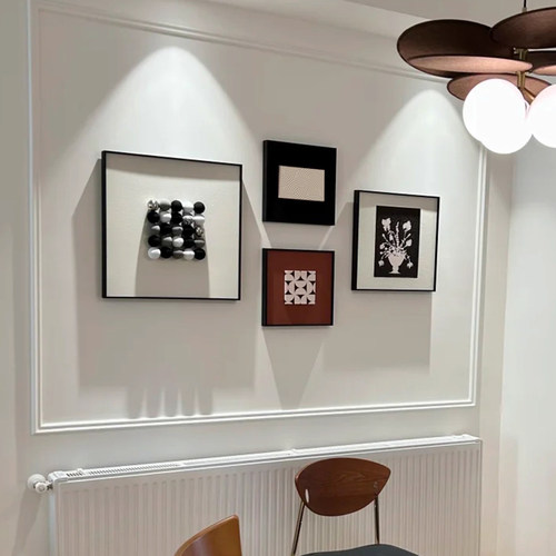 立体砂岩极简黑白意式组合装饰画