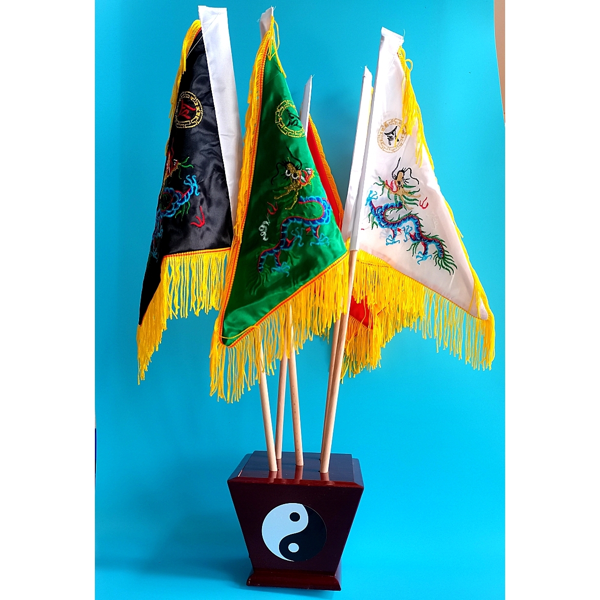 道家用品旗帜旗五色旗五方旗双面刺绣五龙旗令旗旗杆底座小