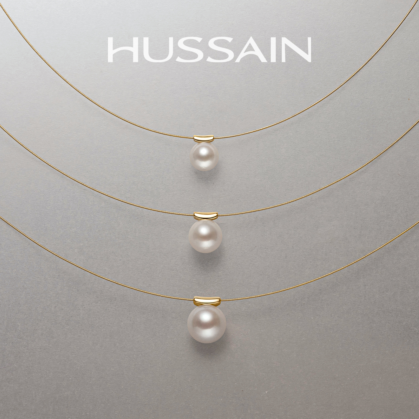 赫生HUSSAIN浮月淡水单颗珍珠项链路路通隐形人鱼之泪金色锁骨链