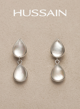 赫生HUSSAIN汇滴白水晶耳钉女2026年新款秋冬高级感耳环水滴耳饰