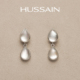 赫生HUSSAIN汇滴白水晶耳钉女2026年新款 秋冬高级感耳环水滴耳饰