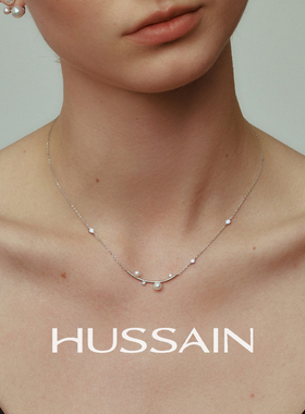 赫生HUSSAIN星点流萤微笑珍珠项链女款轻奢小众秋冬毛衣配饰锁骨
