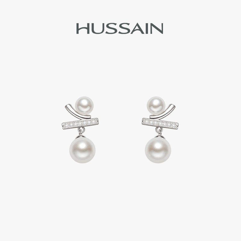 赫生HUSSAIN迭光淡水珍珠耳钉高级感轻奢小众耳环原创设计银耳饰图片