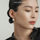 赫生HUSSAIN云泊大珍珠耳钉轻奢小众秋冬高级感耳饰耳环正圆耳坠