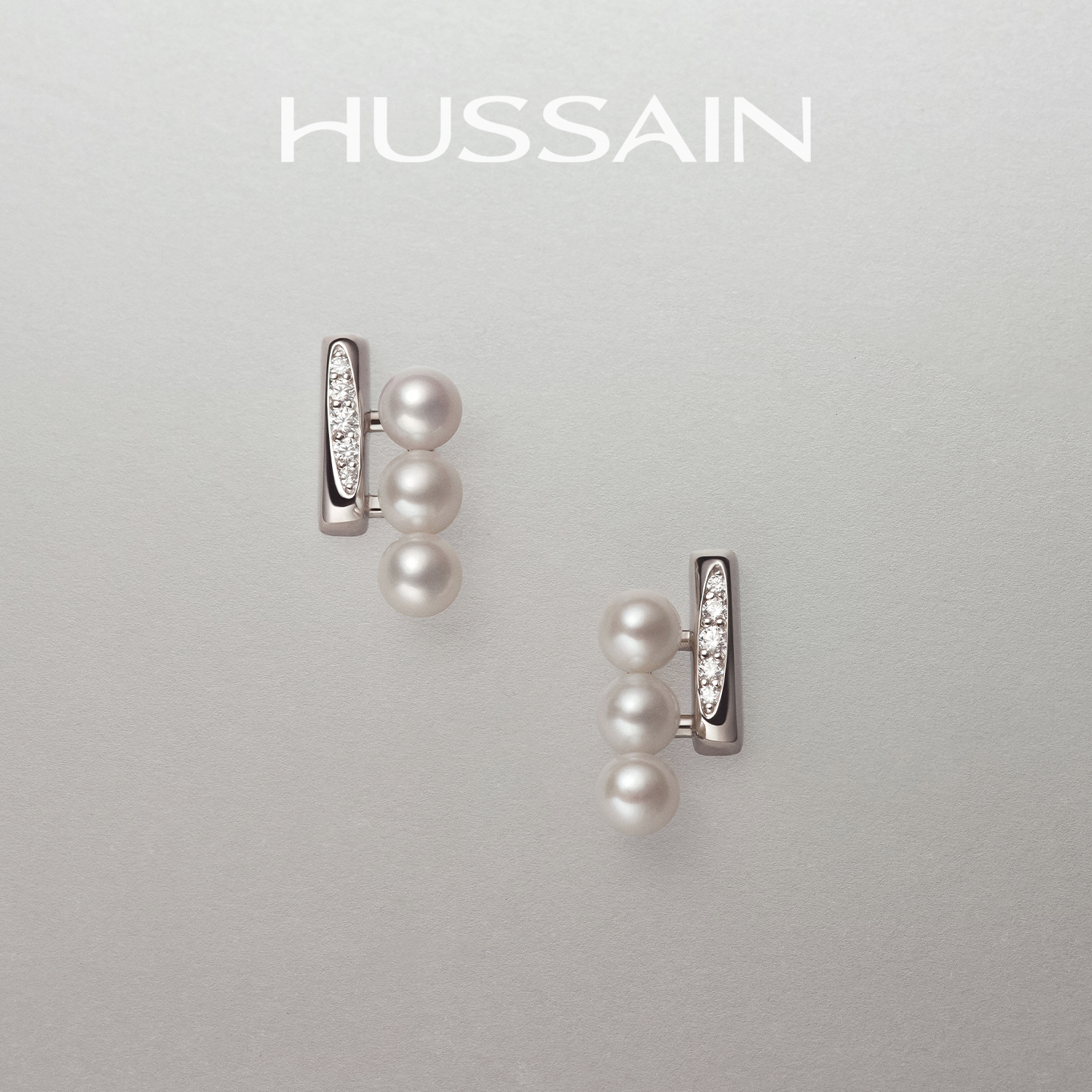 HUSSAIN位移天然淡水珍珠耳钉