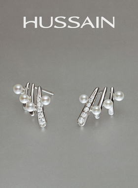赫生HUSSAIN浮律纯银耳钉轻奢小众设计耳环珍珠秋冬高级感耳饰女