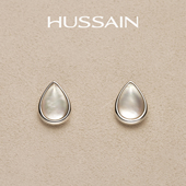 赫生HUSSAIN凝露白水晶耳钉高级感2026新款 大气精致巨好看 耳饰