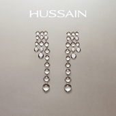 赫生HUSSAIN落序白水晶耳环长款 流苏耳饰水滴透明冰种高级感耳钉