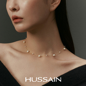 赫生HUSSAIN繁烁18k金满天星近正圆天然珍珠项链轻奢小众锁骨颈链