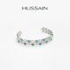 赫生HUSSAIN蓝绣蓝松石925纯银手镯原创设计轻奢小众高级感开口镯