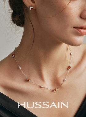 赫生HUSSAIN行迹银红玛瑙项链2026新款高级感长款轻奢小众锁骨链