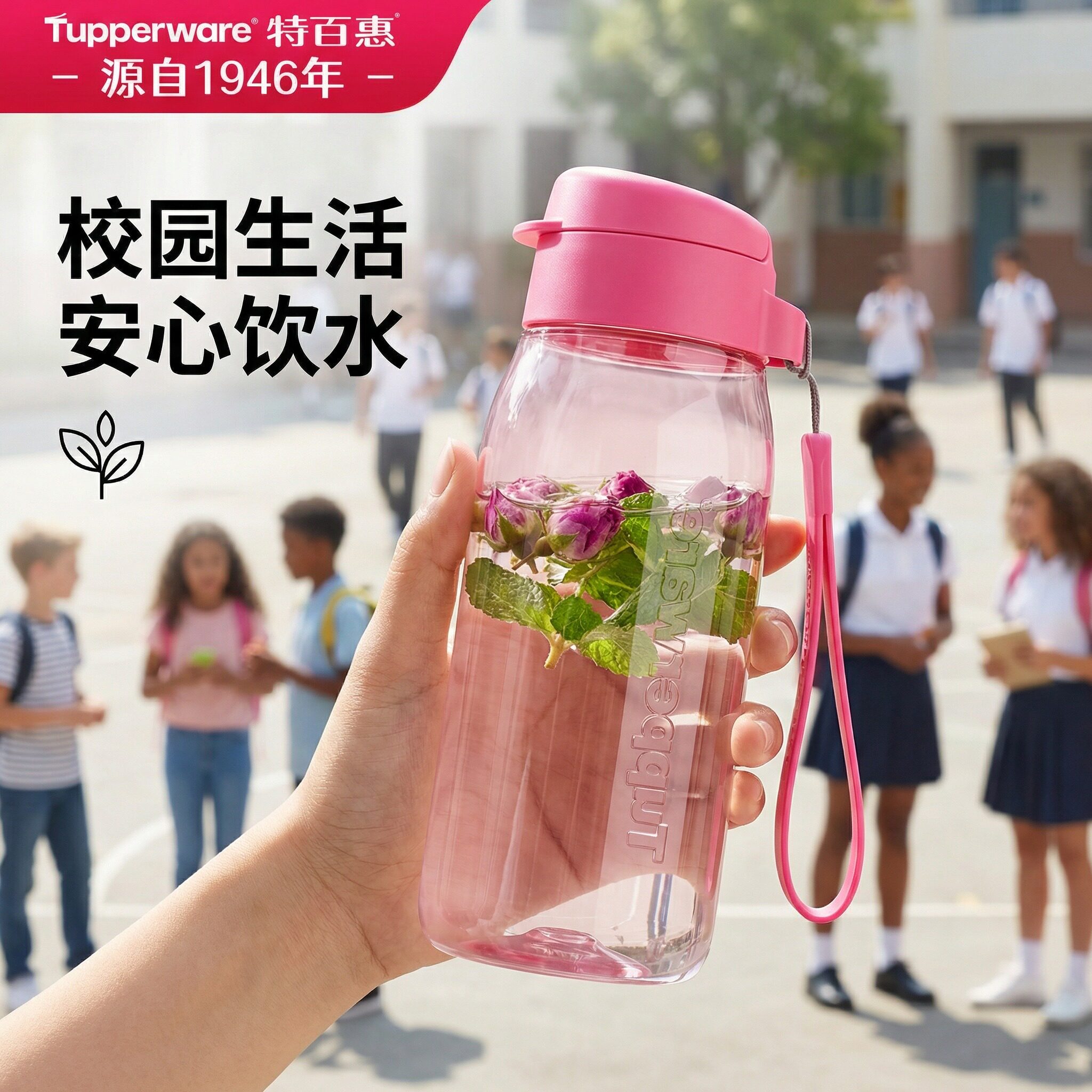 特百惠乐趣夏日水杯子550ml大容量便携耐高温校园学生高颜值杯