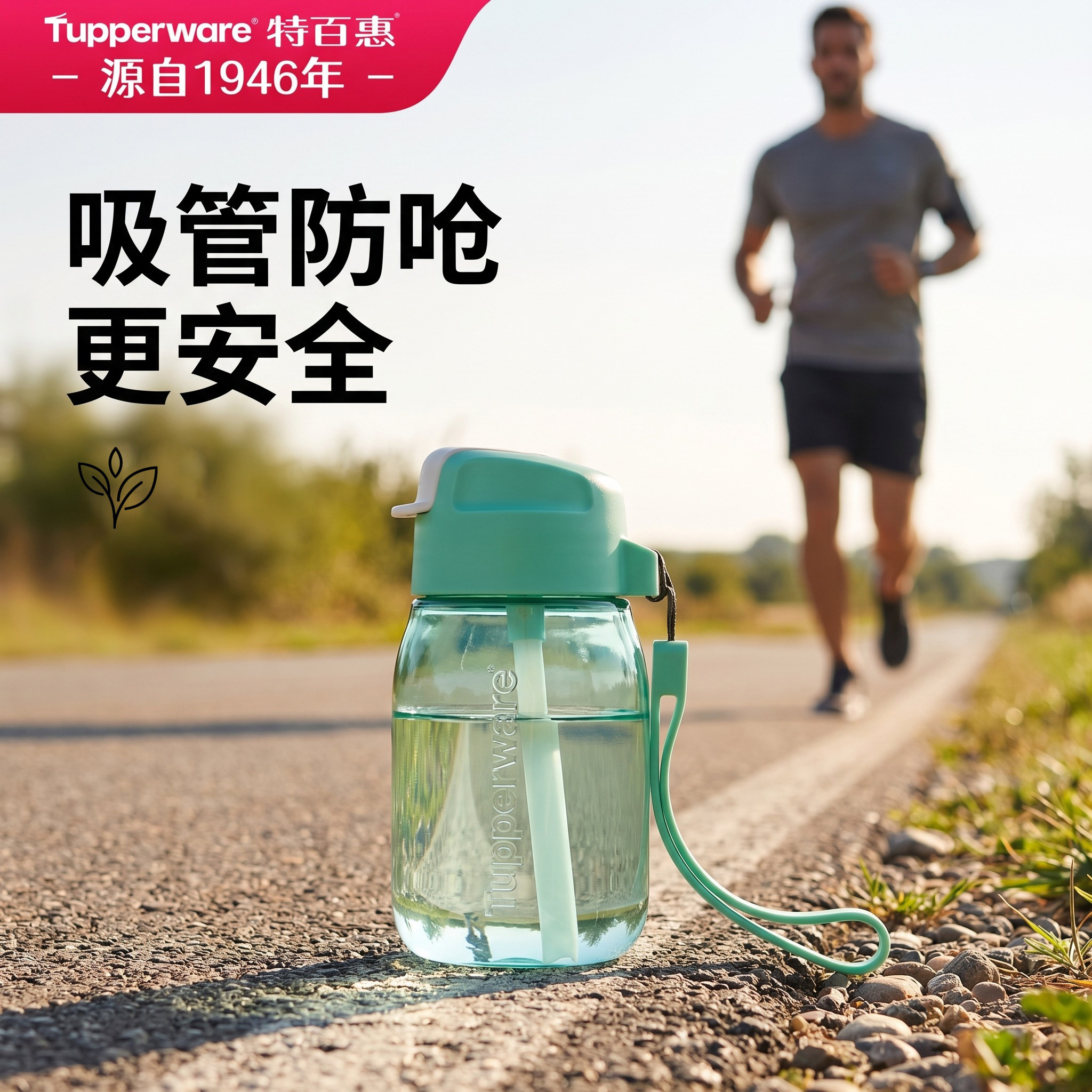特百惠CC嘟嘟350ml水杯男耐高温户外运动高颜值夏天塑料太空杯子