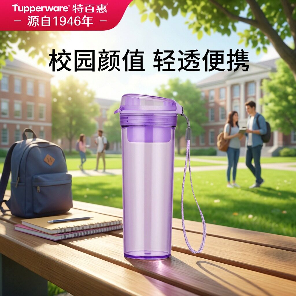 特百惠晶彩随心杯400ml水杯夏日女学生高颜值高颜值密封防漏