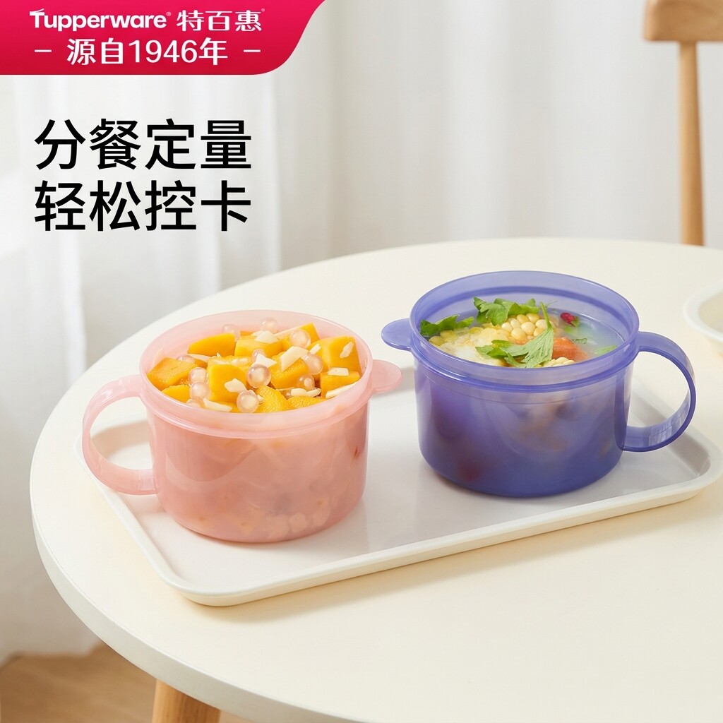 特百惠微波汤碗460ml耐高温便当盒学生便携轻便午餐上班族带饭盒