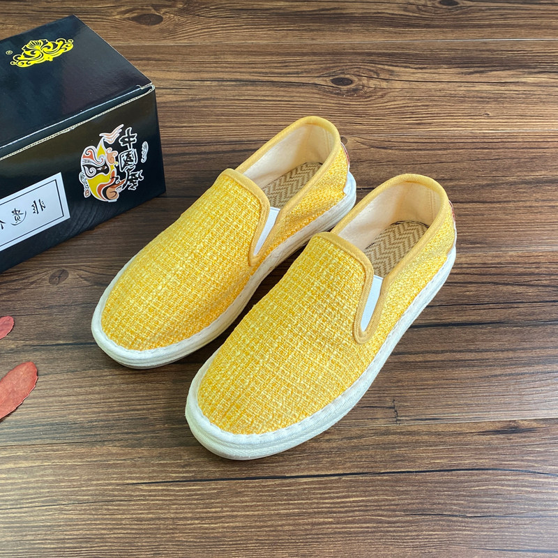 老北京布鞋夏季2025新款防臭透气千层底一脚蹬青年男女软底网面鞋