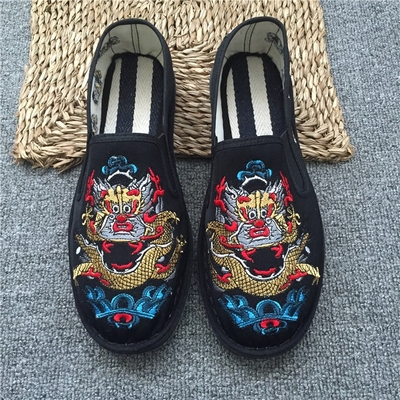 春夏季龙补刺绣西山社会人手工布鞋男快手同款色鬼情侣款精神小伙