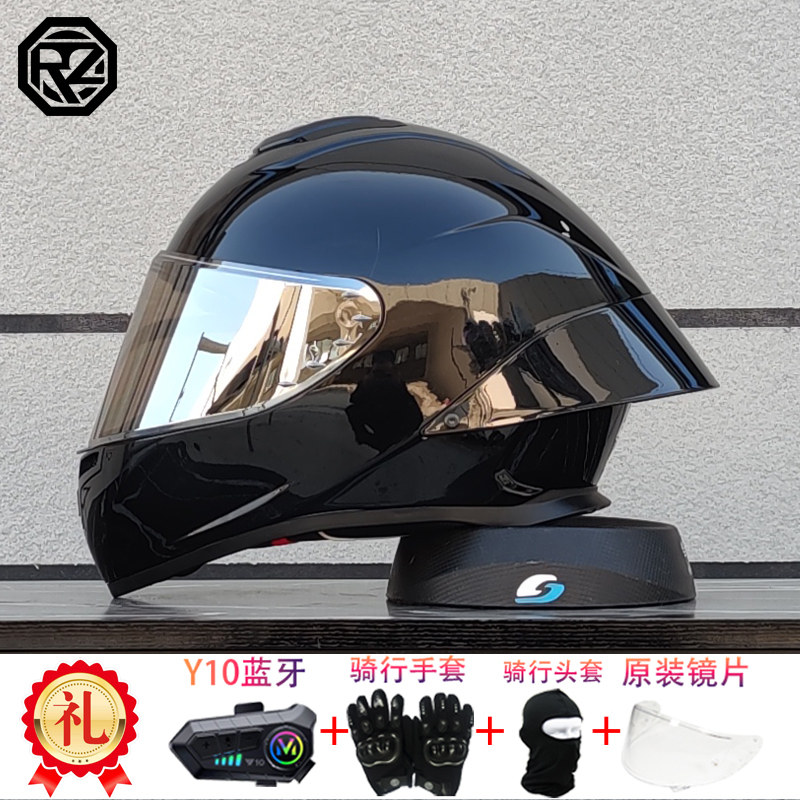 Orz摩托车头盔男机车蓝牙全盔女百花齐放四季R50S大尾翼3c认证